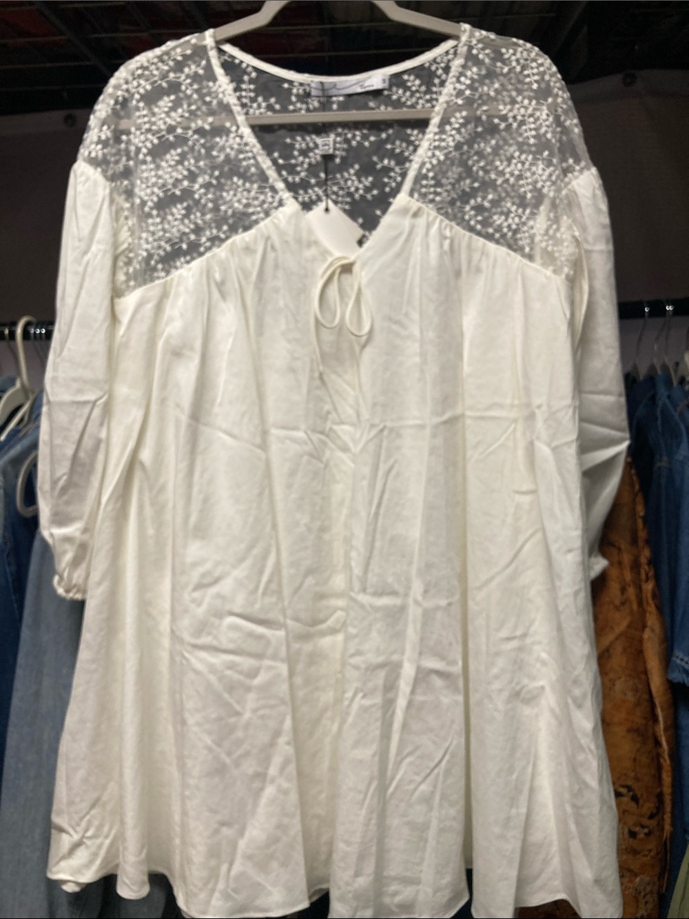 By Egreis Women’s White Mini Dress with Embroidered Yoke
